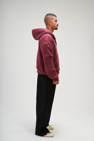 Men – Burgundy Zip-Up Hoodie – Seemly Essentials