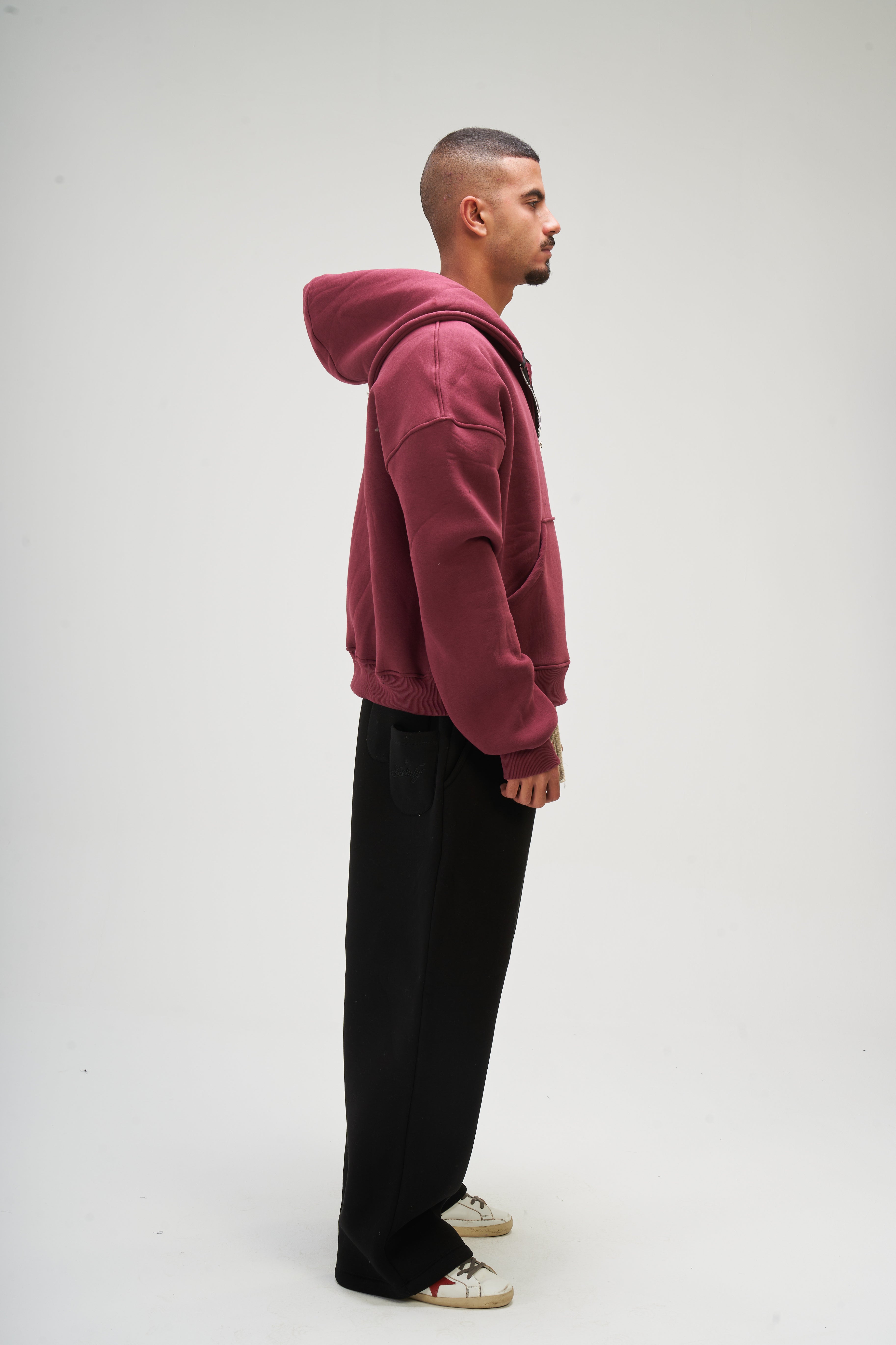 Men – Burgundy Zip-Up Hoodie – Seemly Essentials