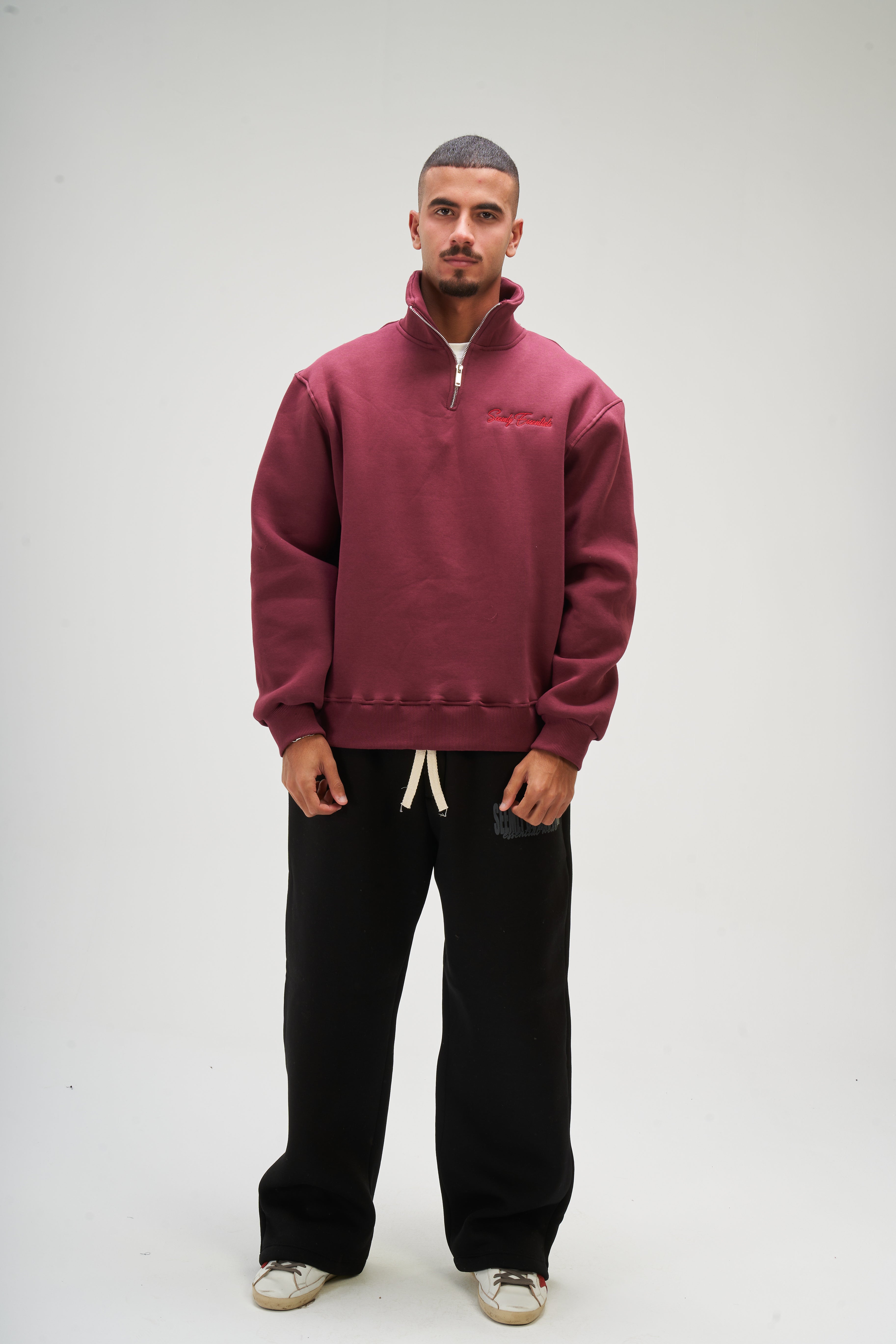 Men – Burgundy Q-Zip – Seemly Essentials