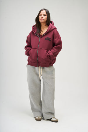 Women – Burgundy Zip-Up Hoodie – Seemly Essentials