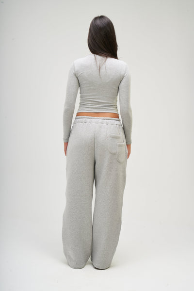 Light Grey Long Sleeve Round Top