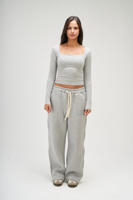 Light Grey Long Sleeve Square Top