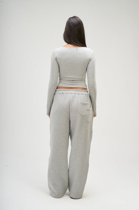 Light Grey Long Sleeve Square Top