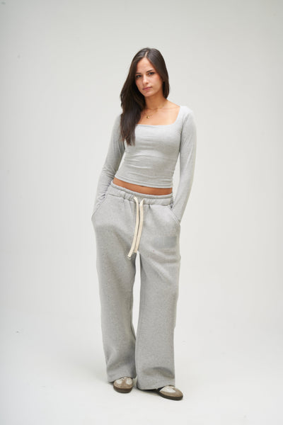 Light Grey Long Sleeve Square Top