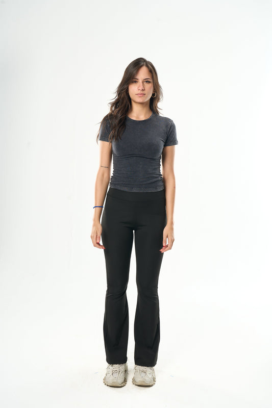Washed Grey Round Neck Top