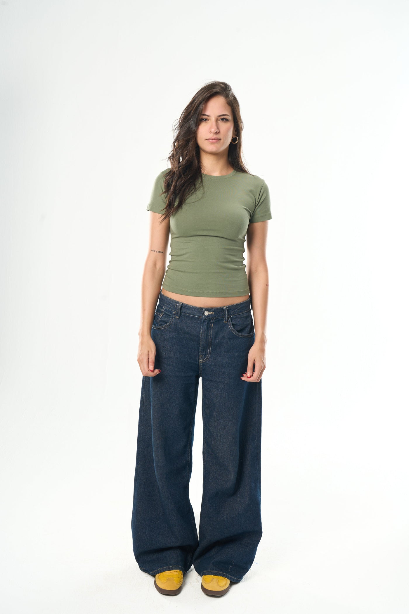 Olive Green Round Neck Top