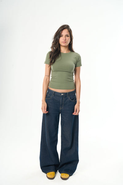 Olive Green Round Neck Top