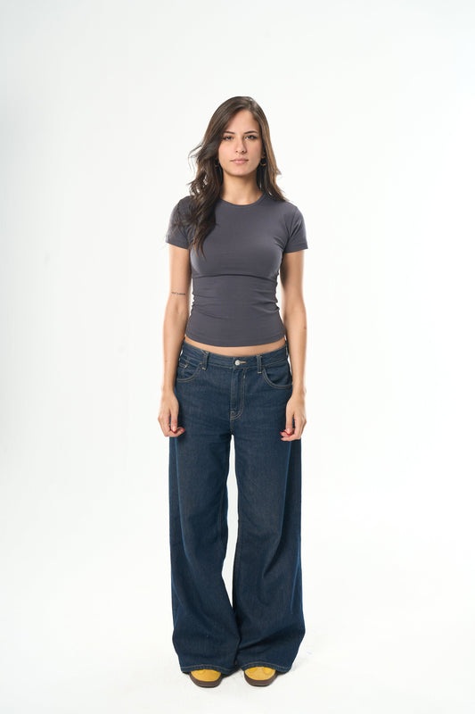 Dark Grey Round Neck Top