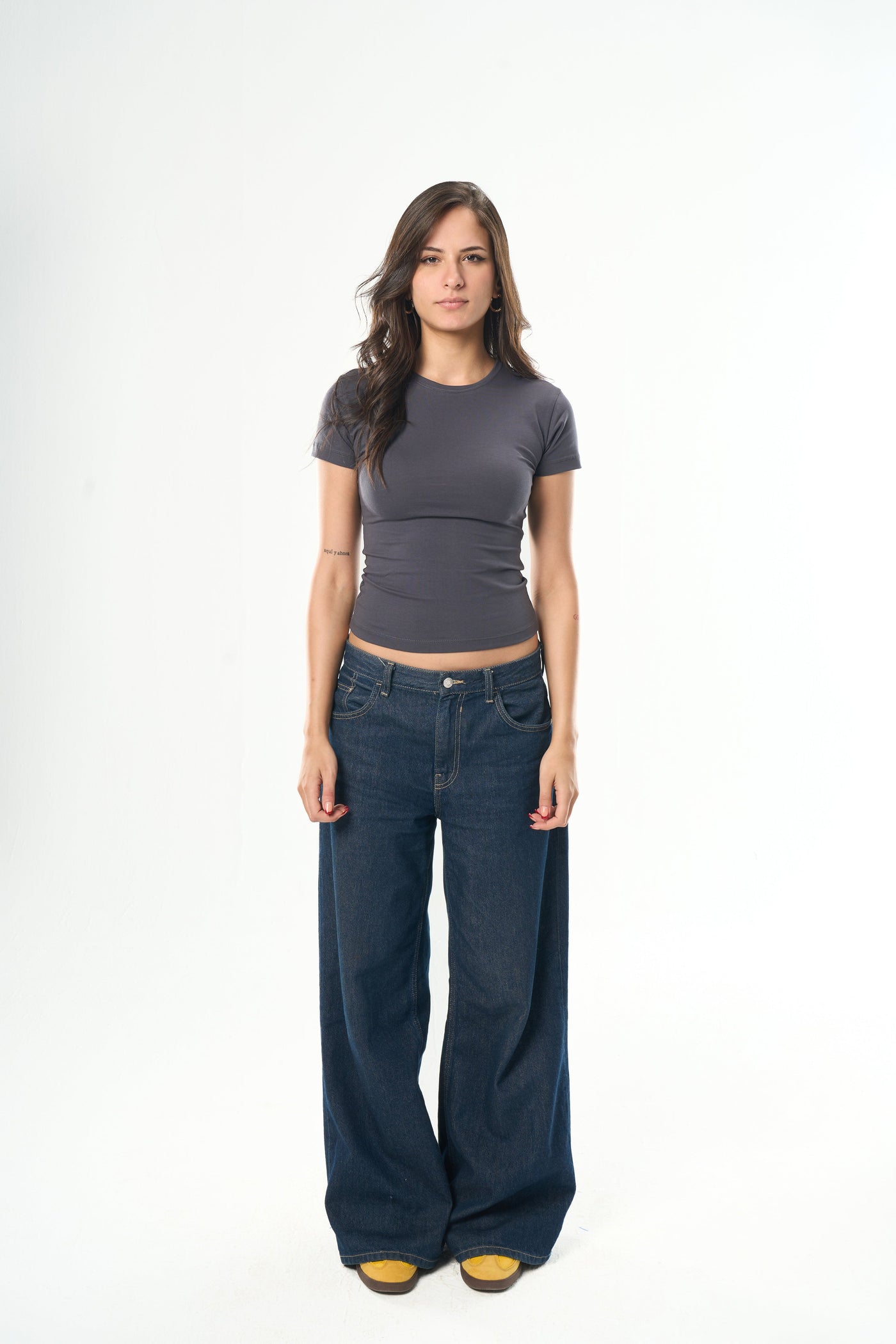 Dark Grey Round Neck Top