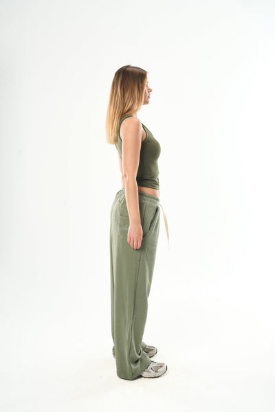 Olive Green Cut Top
