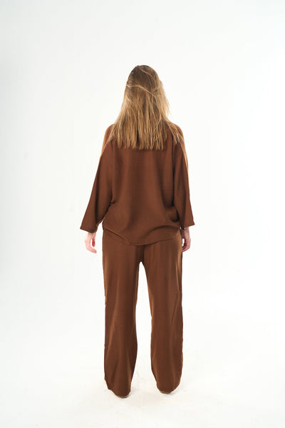 Women Brown Linen Pants