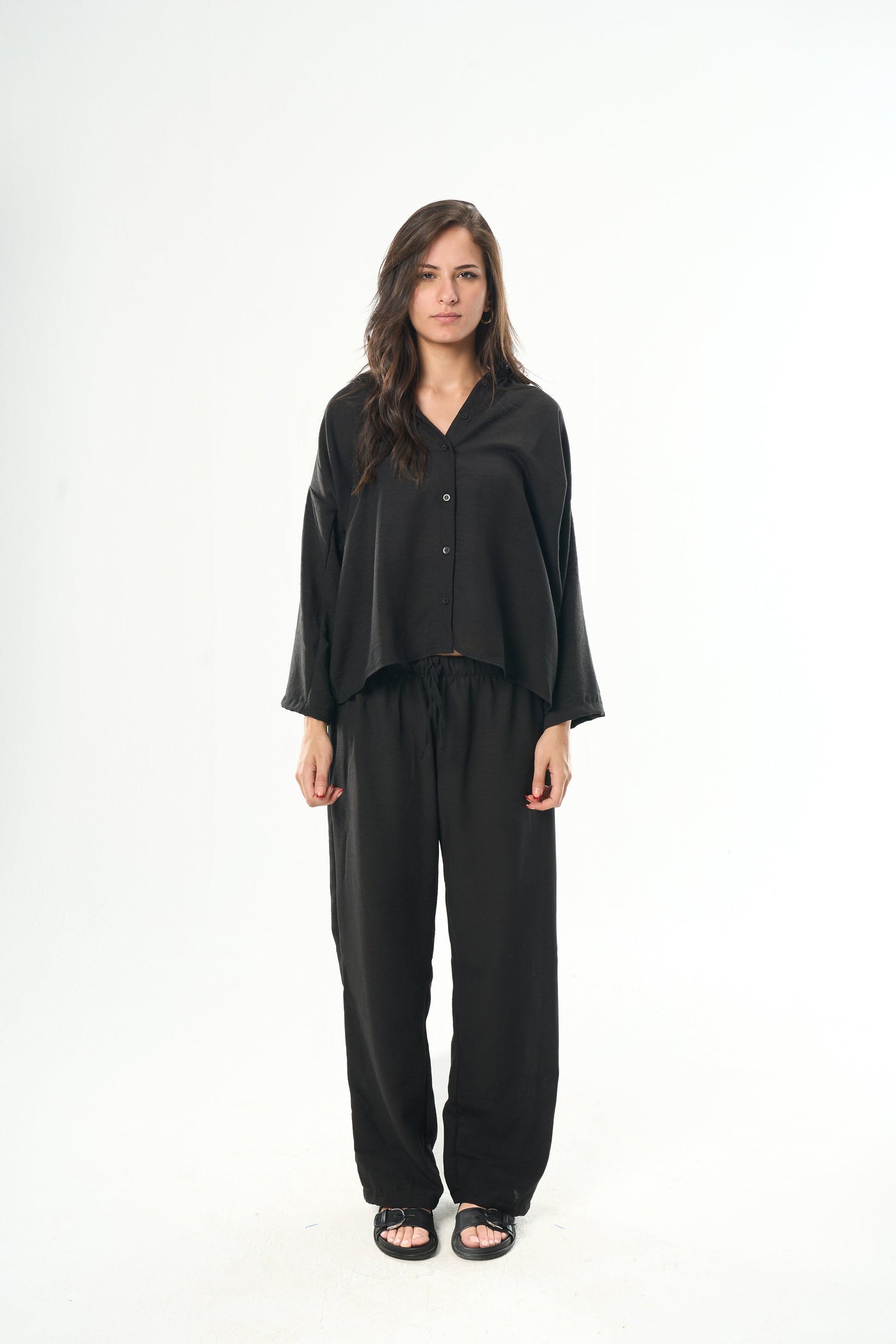 Women Black Linen Pants