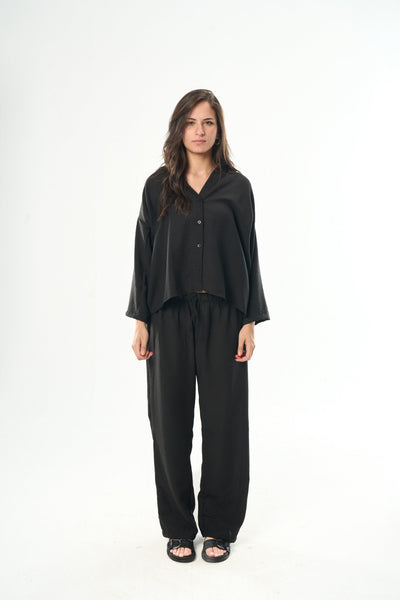 Women Black Linen Pants