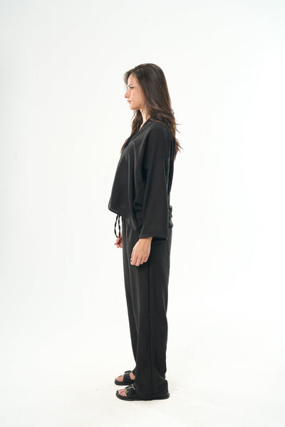Women Black Linen Pants