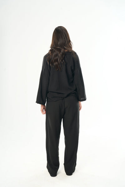 Women Black Linen Pants