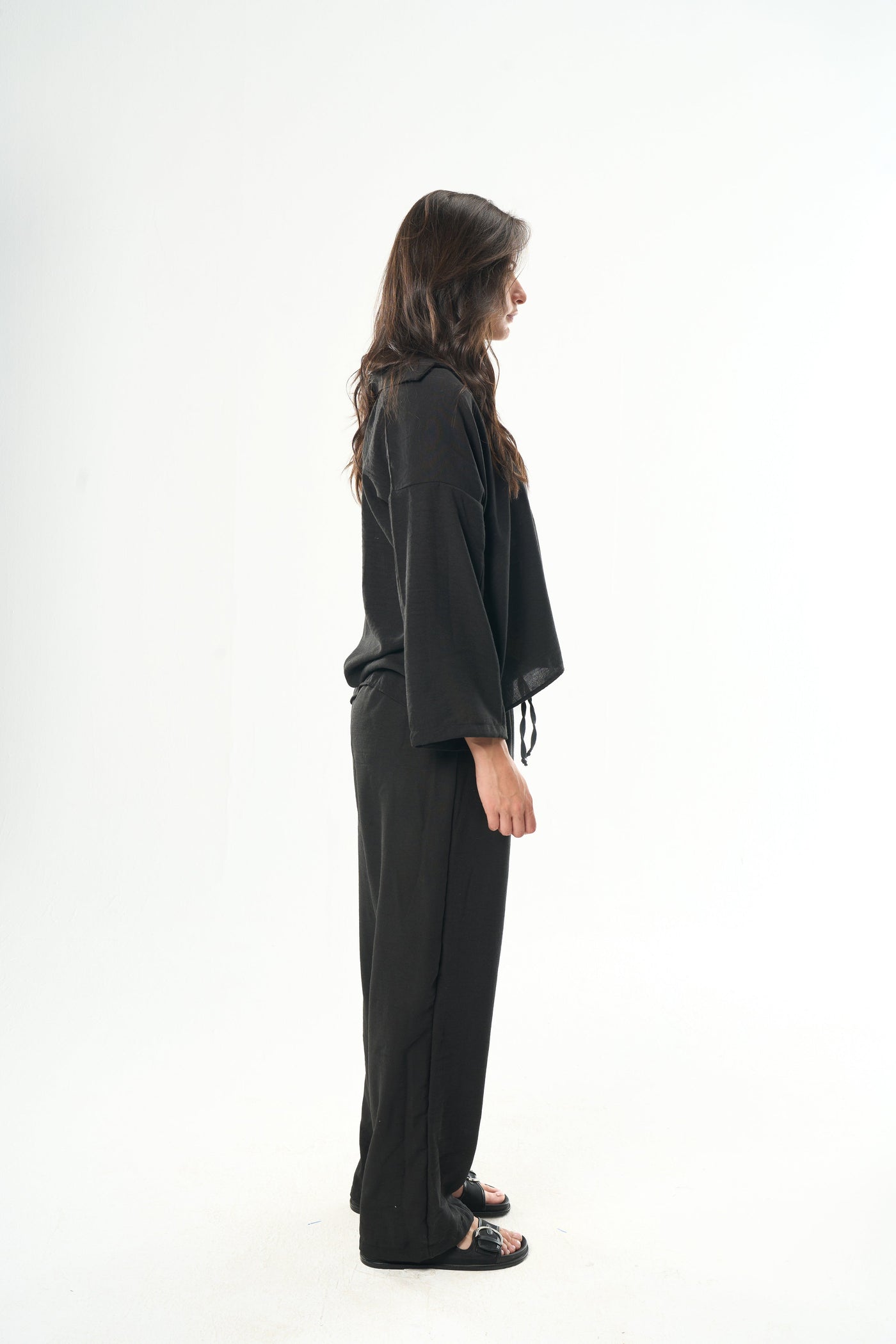Women Black Linen Pants
