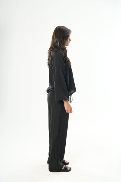 Women Black Linen Shirt
