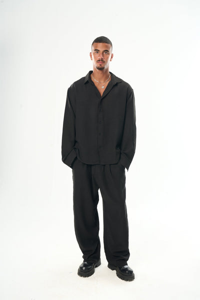 Men Black Linen Shirt