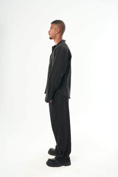 Men Black Linen Shirt