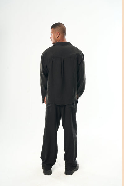 Men Black Linen Pants