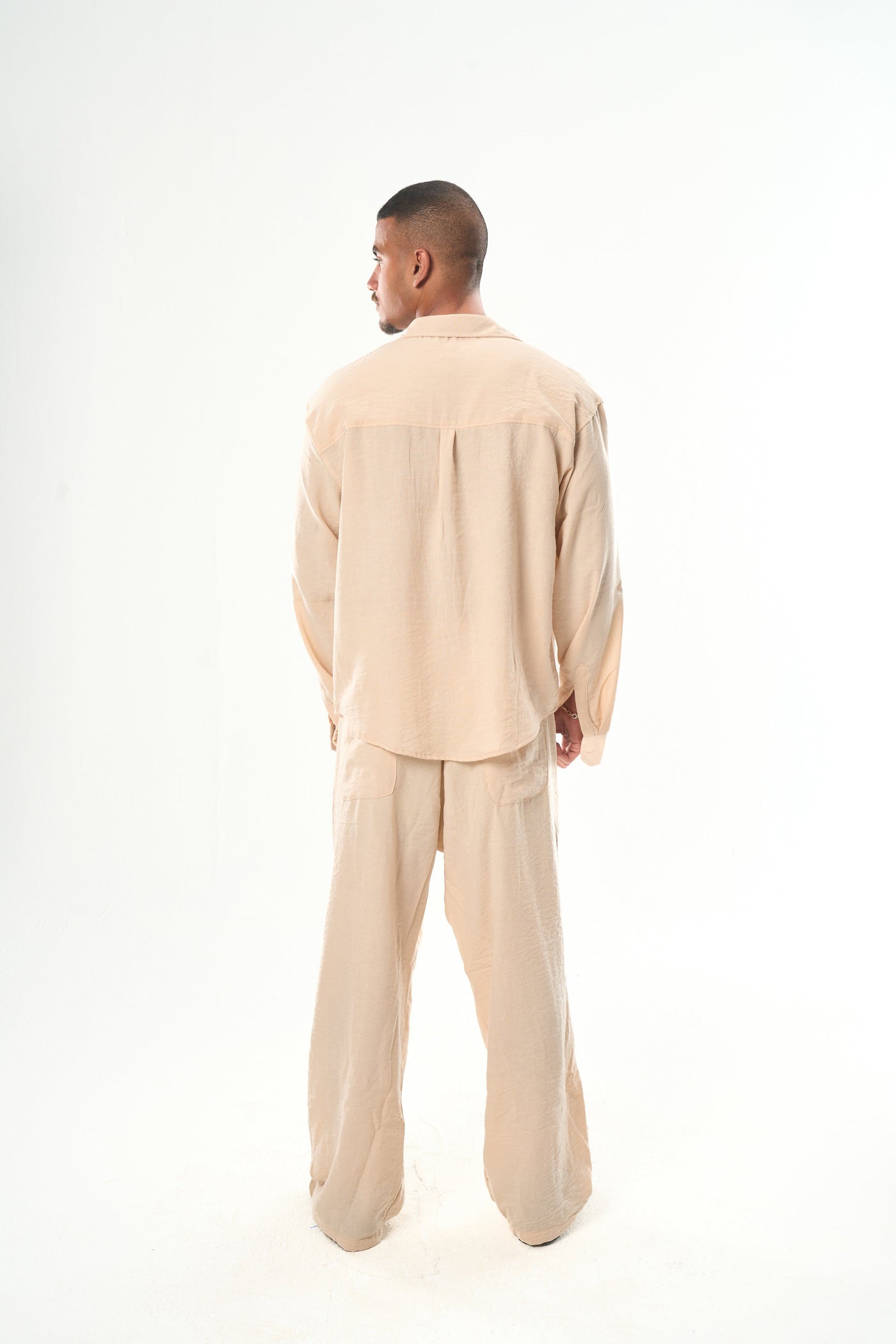 Men Beige Linen Pants