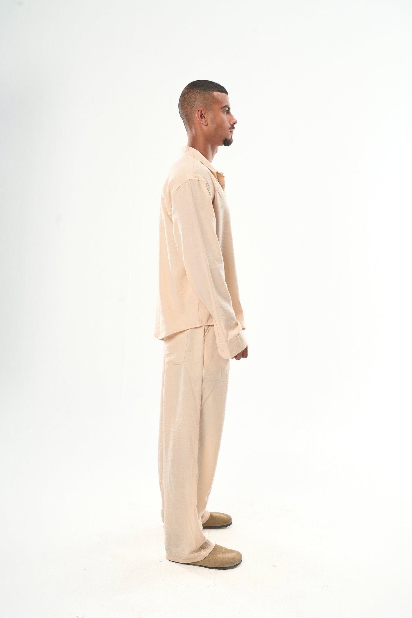 Men Beige Linen Pants