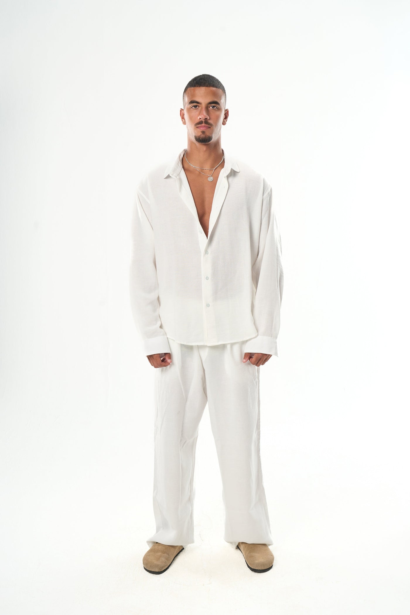 Men White Linen Pants