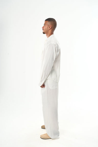 Men White Linen Pants