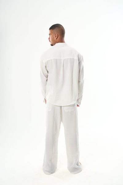 Men White Linen Pants