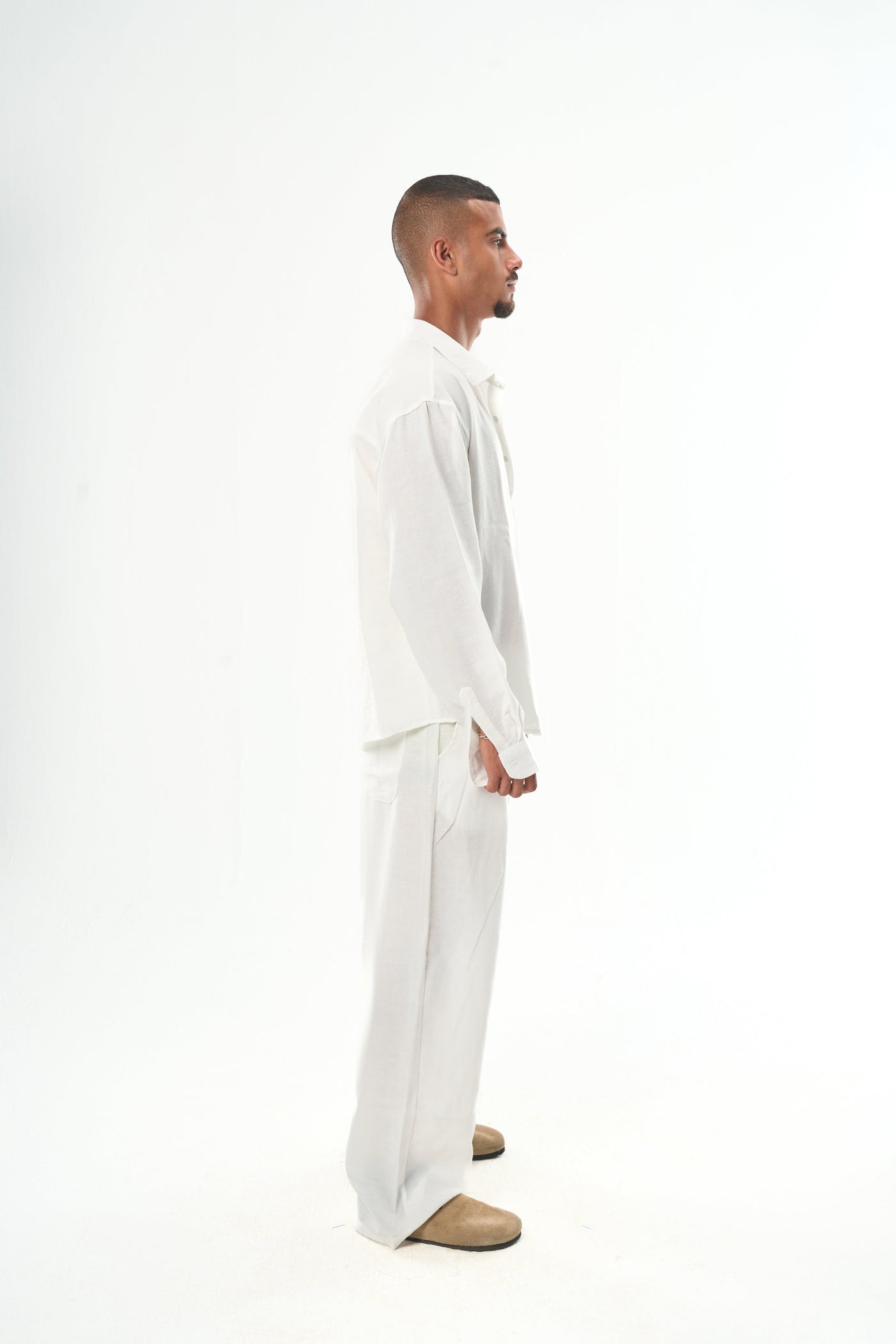 Men White Linen Pants
