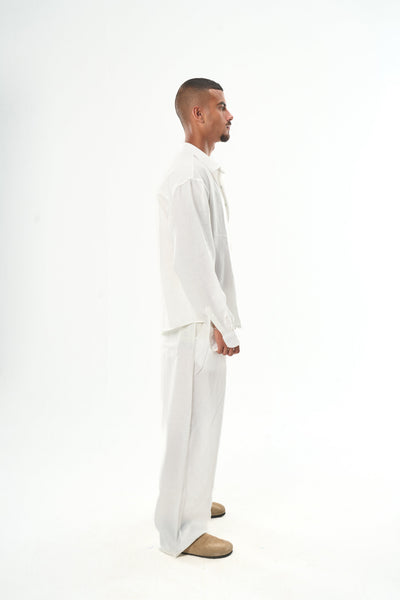 Men White Linen Pants