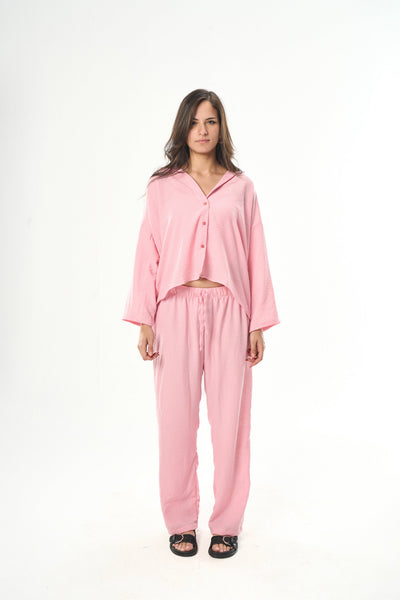 Women Pink Linen Pants
