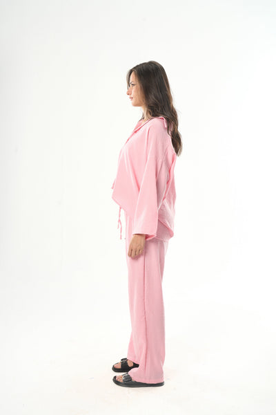 Women Pink Linen Pants
