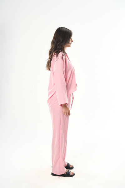 Women Pink Linen Pants