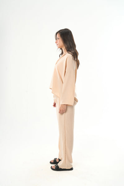 Women Beige Linen Pants