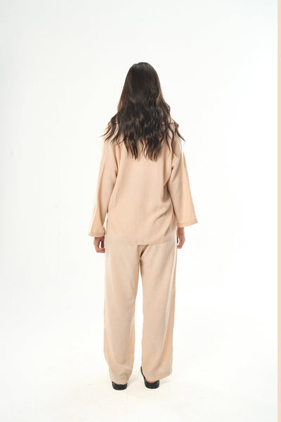 Women Beige Linen Pants