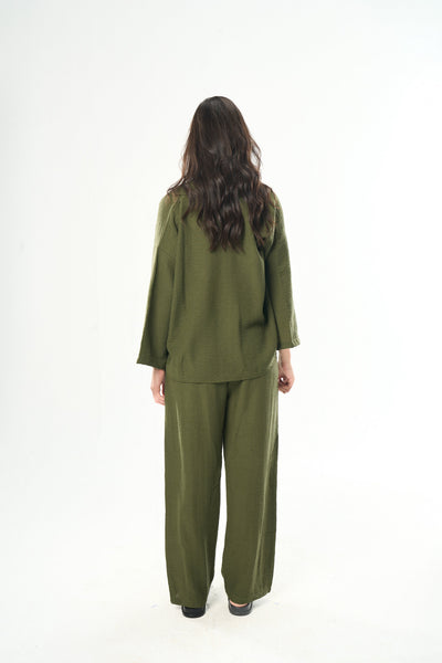 Women Olive Linen Pants