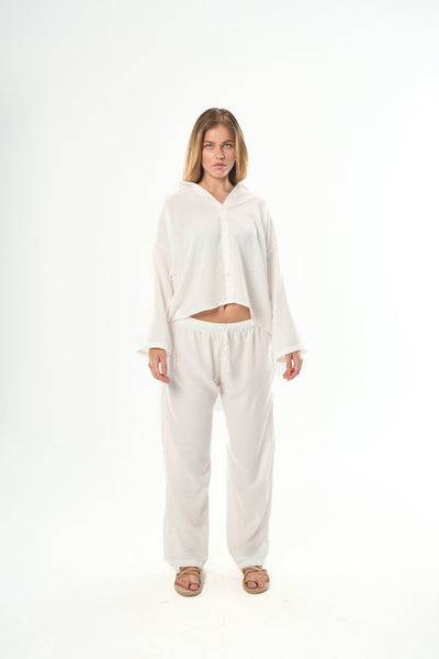 Women White Linen Pants