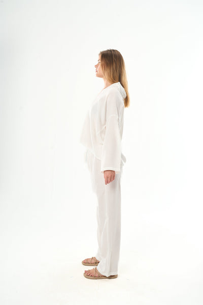 Women White Linen Pants