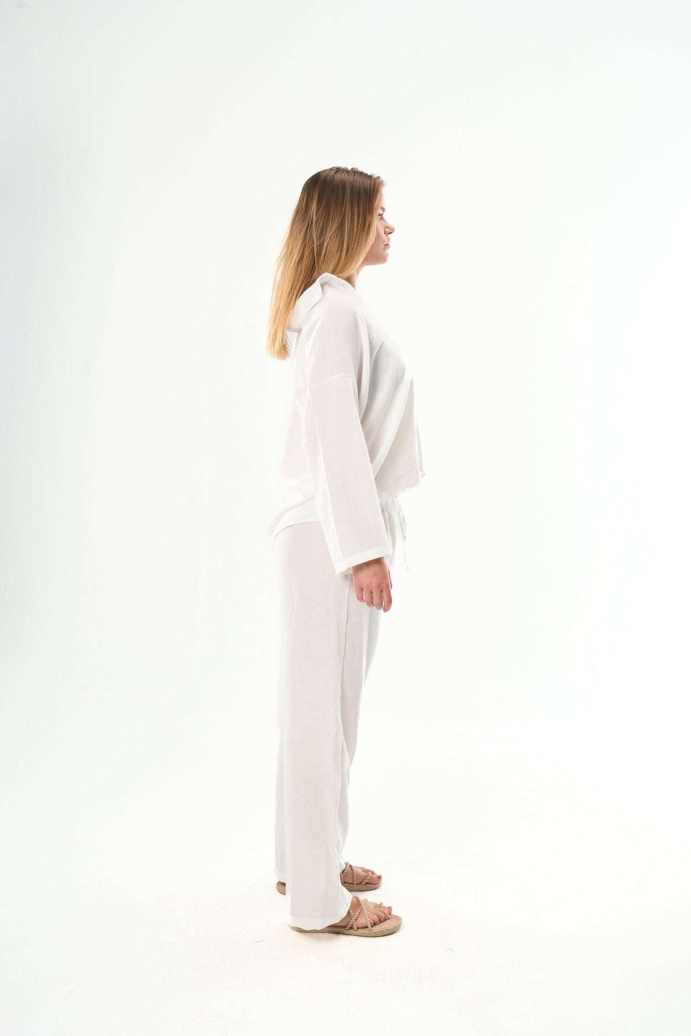 Women White Linen Pants