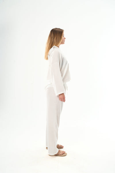 Women White Linen Shirt