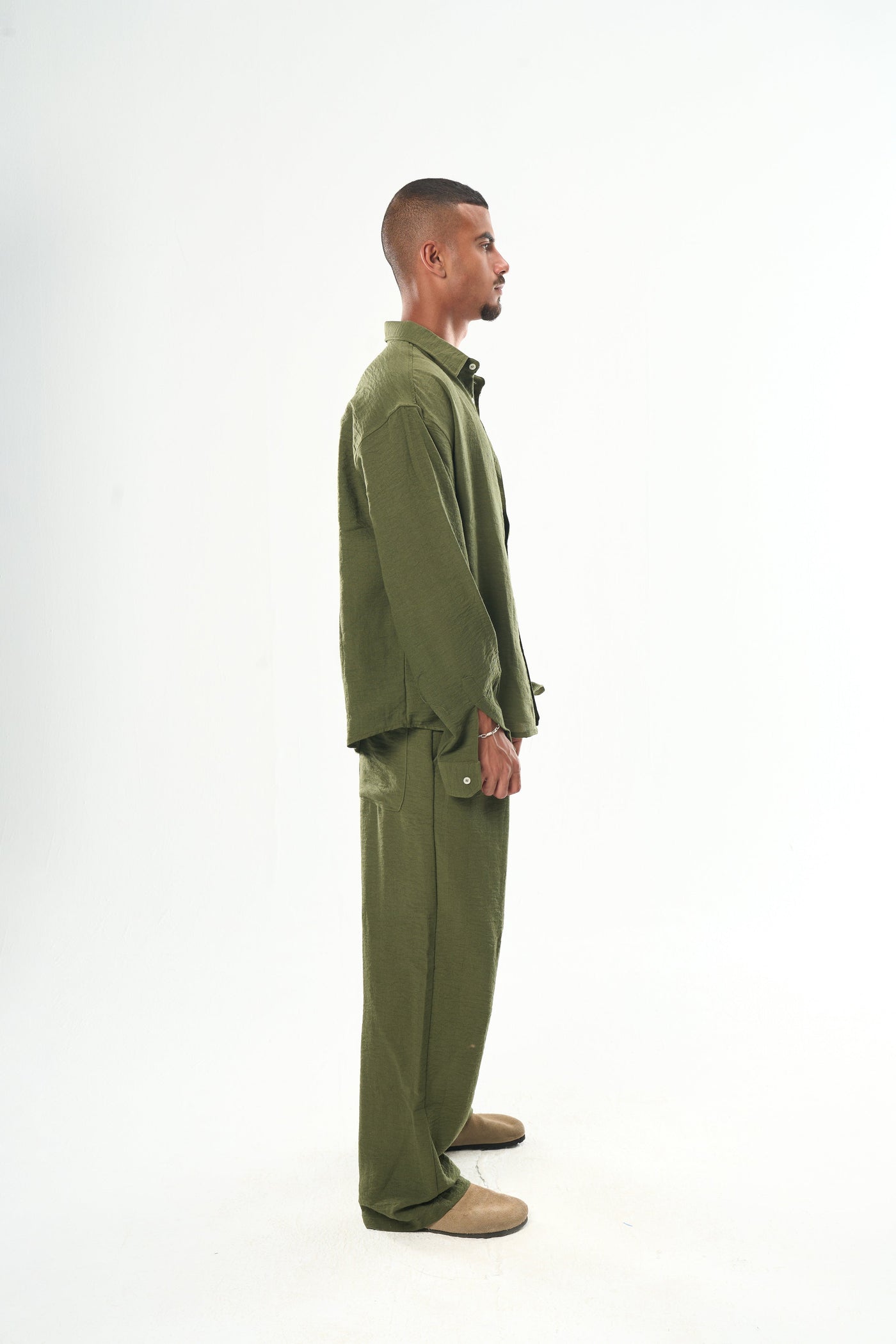 Men Olive Linen Pants