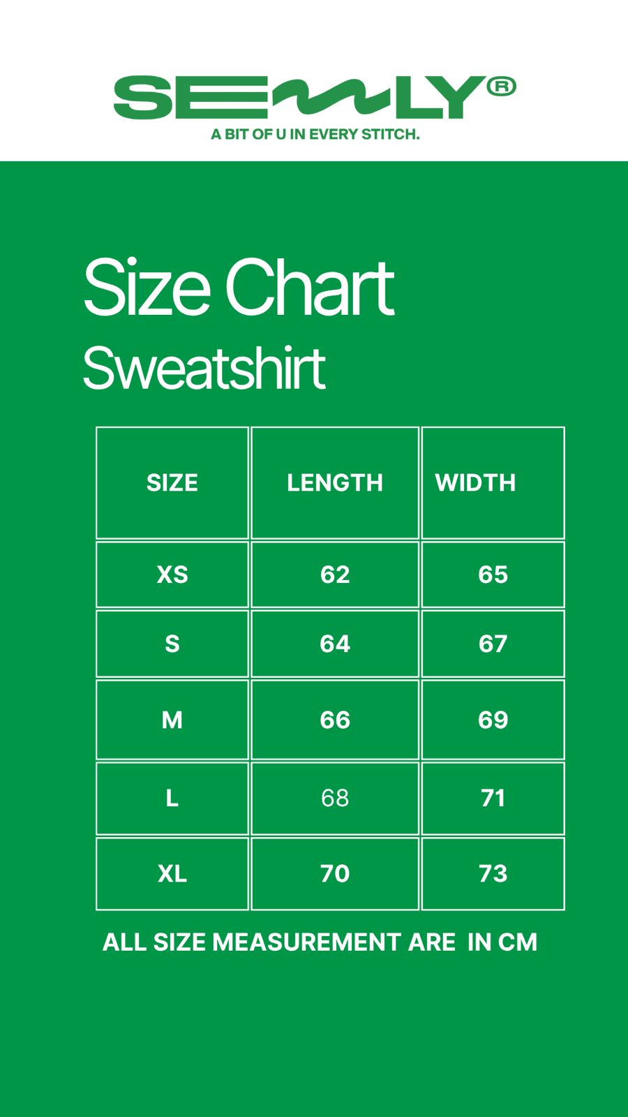 Zip-Up Hoodie size chart