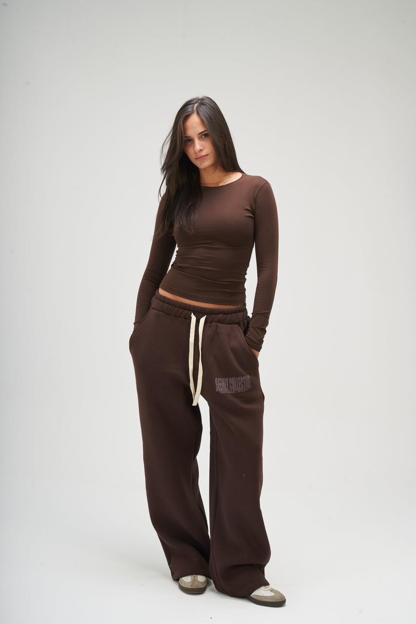 Women – Brown Long Sleeve Round Top – Seemly Essentials
