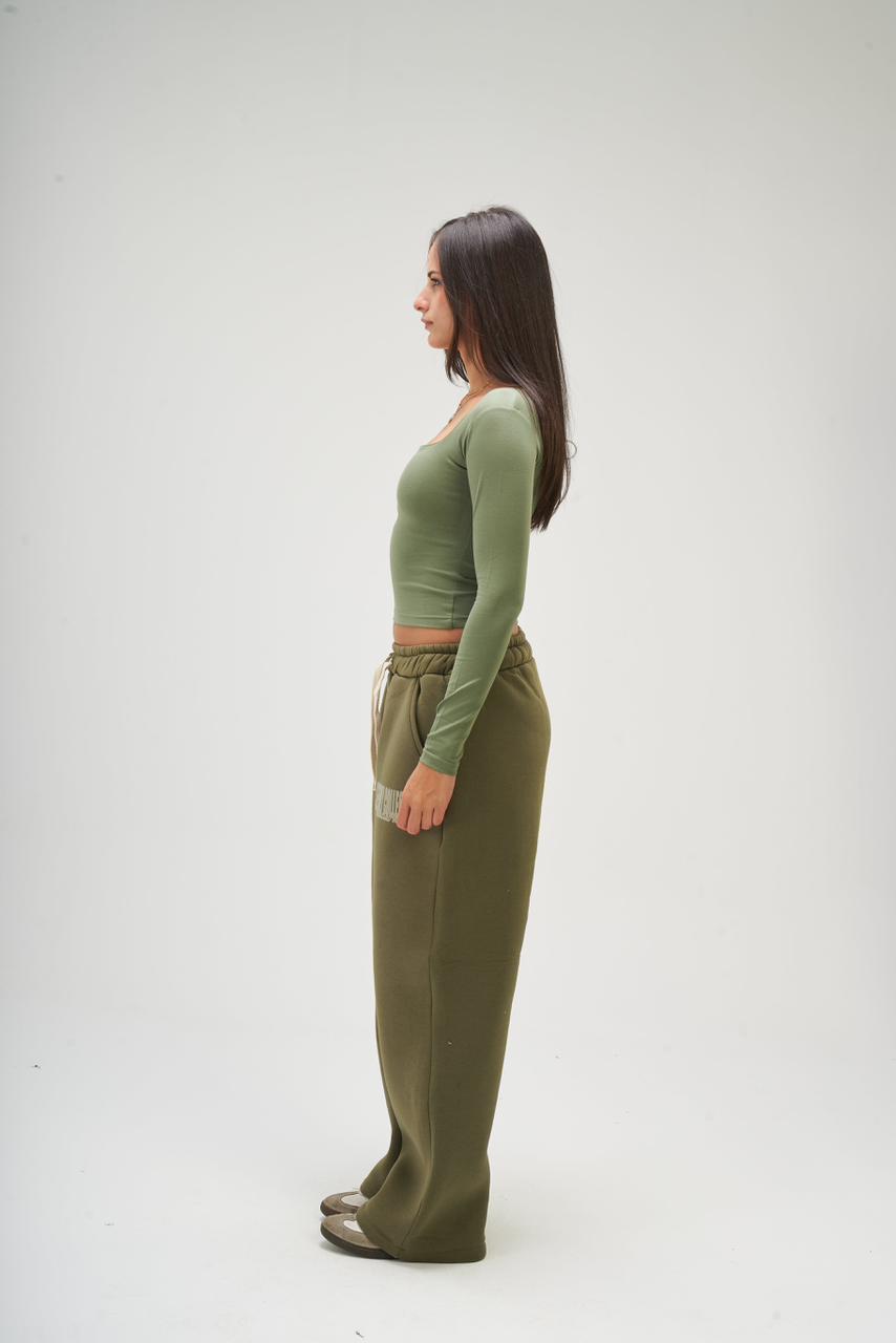 Women – Olive Green Long Sleeve Square Top – Seemly Essentials