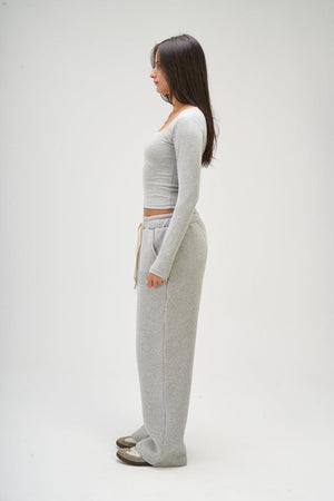 Women – Light grey Long Sleeve Square Top – Seemly Essentials