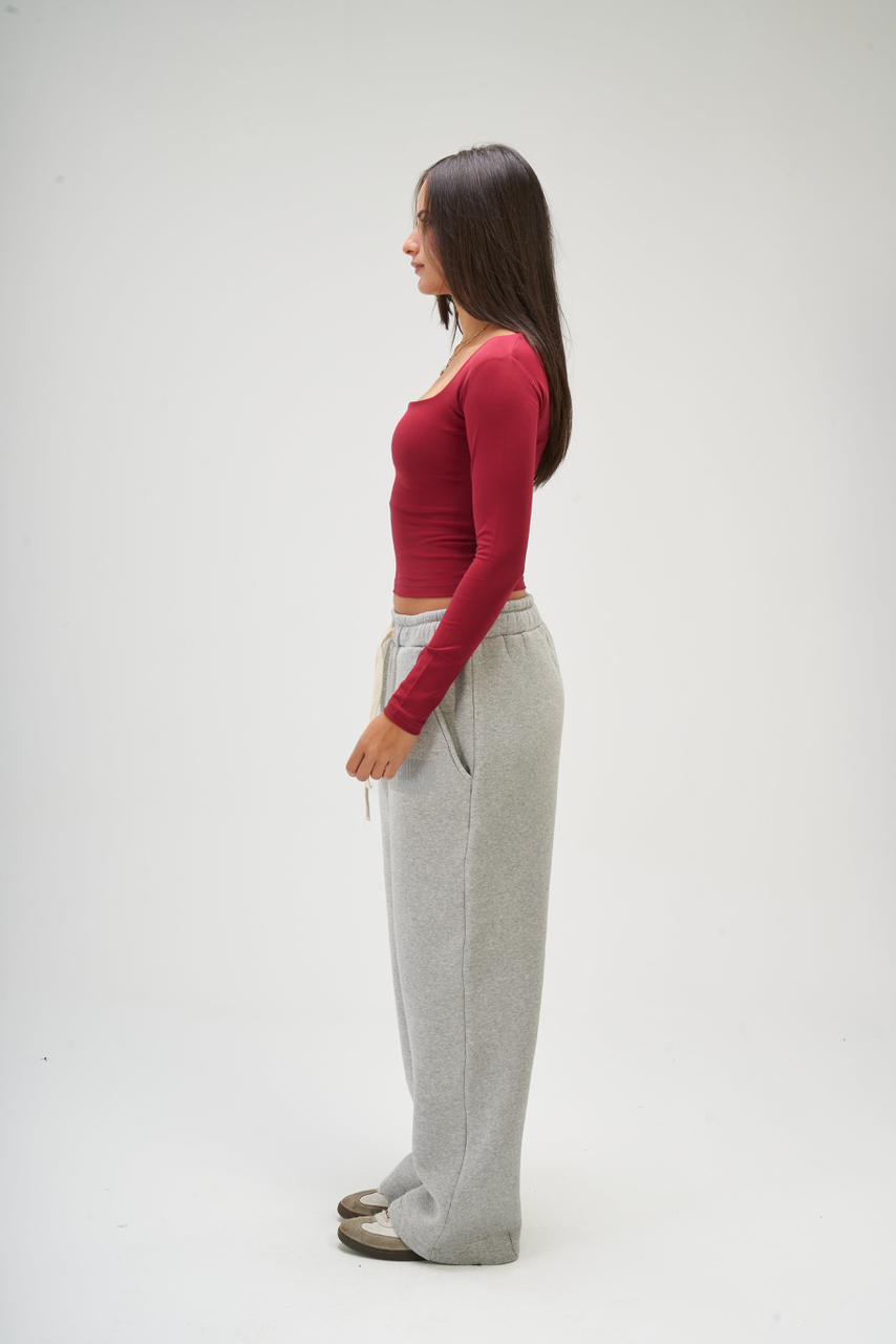 Women – Burgundy Long Sleeve Square Top – Seemly Essentials