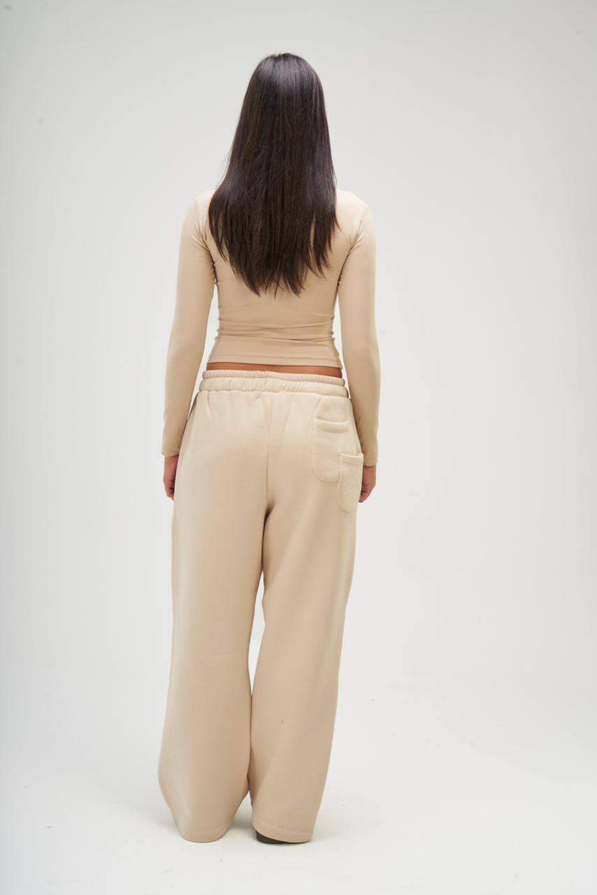 Women – Beige Long Sleeve Square Top – Seemly Essentials