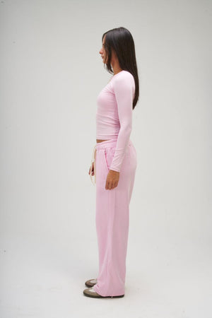 Women – Pink Long Sleeve Round Top – Seemly Essentials