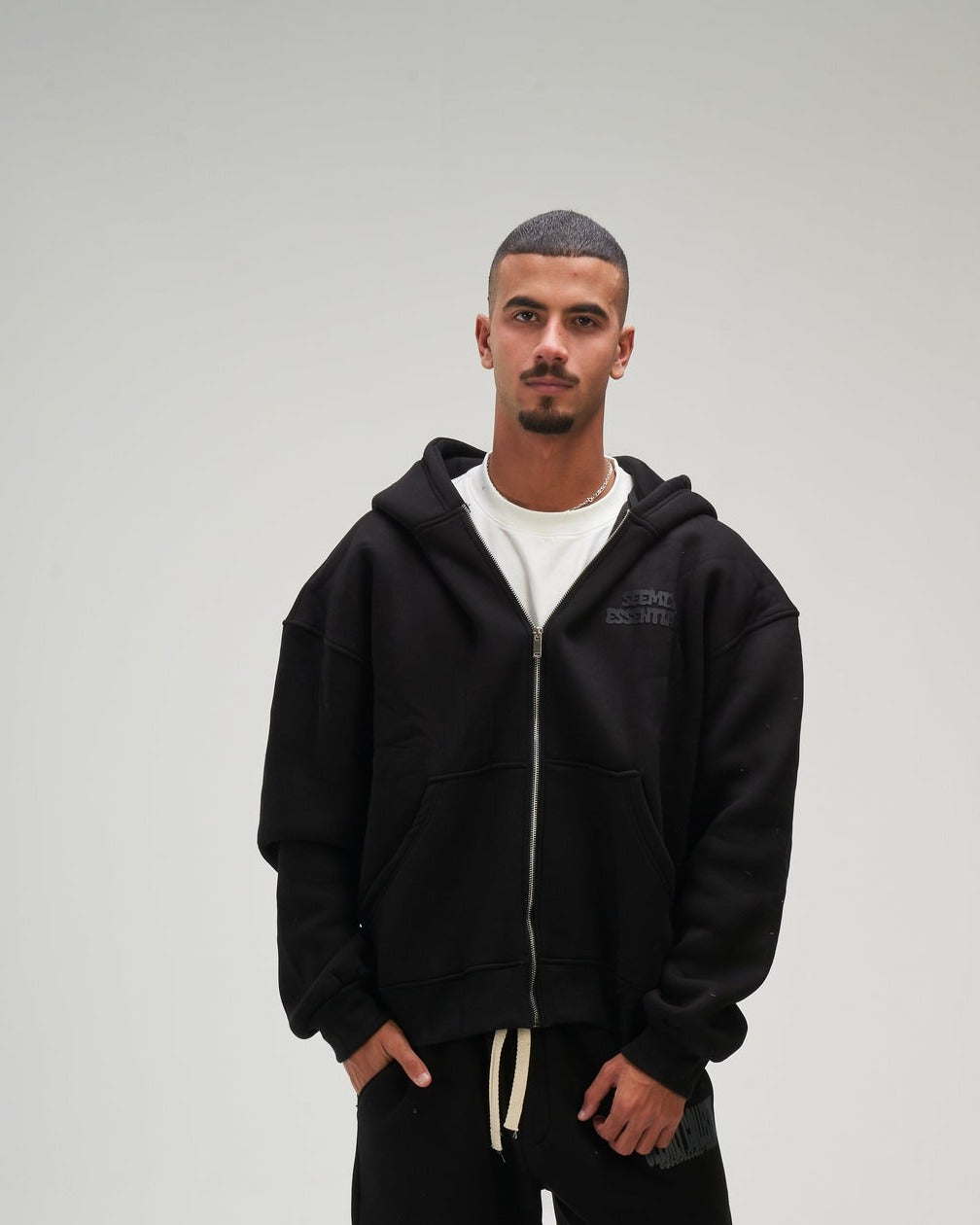 Men – Black Zip-Up Hoodie – Seemly Essentials (cover)
